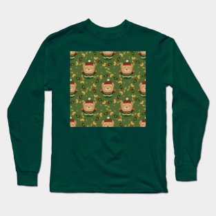 Teddy Bear Wreath Christmas Pattern Long Sleeve T-Shirt